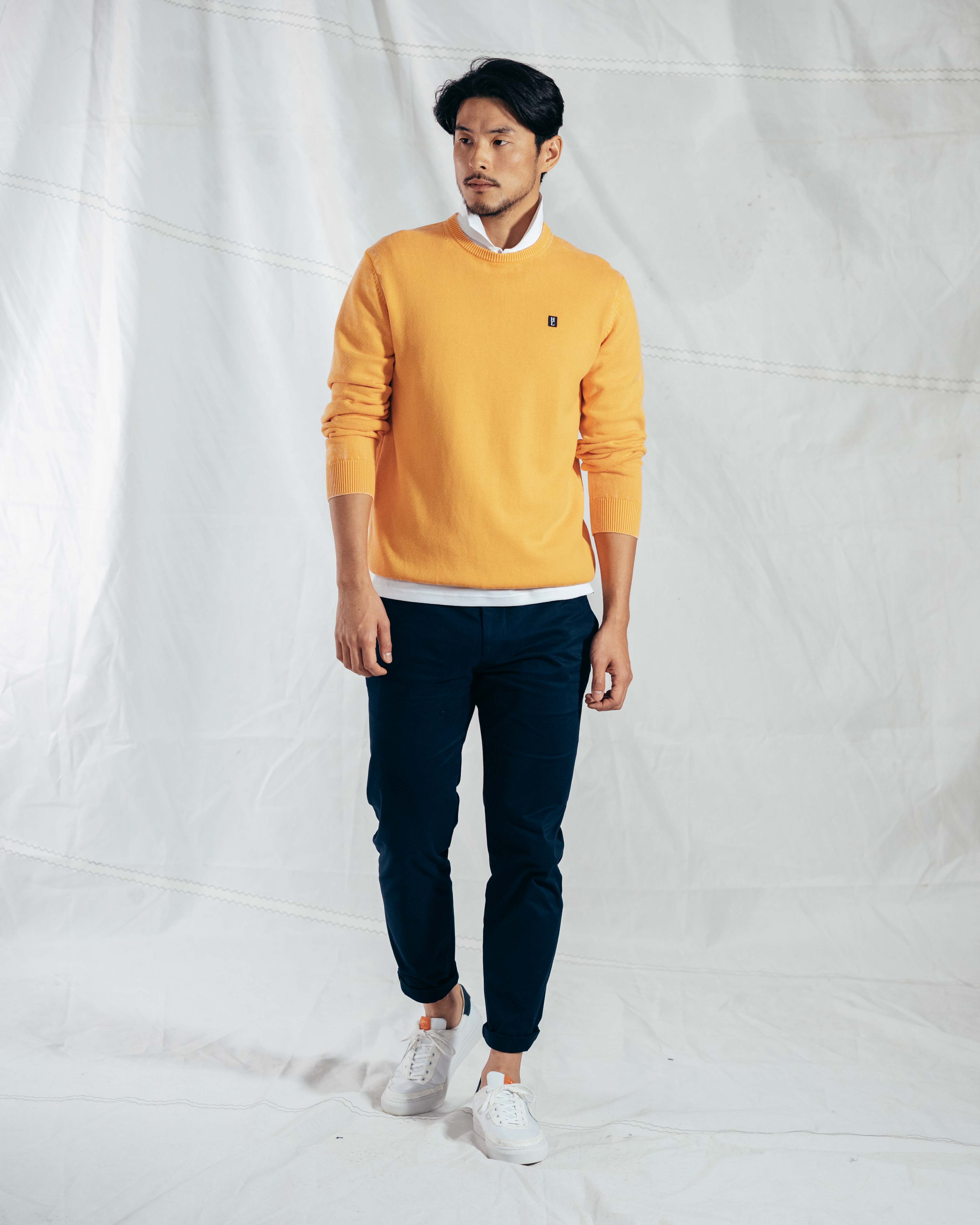 Mens Natural 100% Organic Cotton Salted Crew Knit | Henri-Lloyd